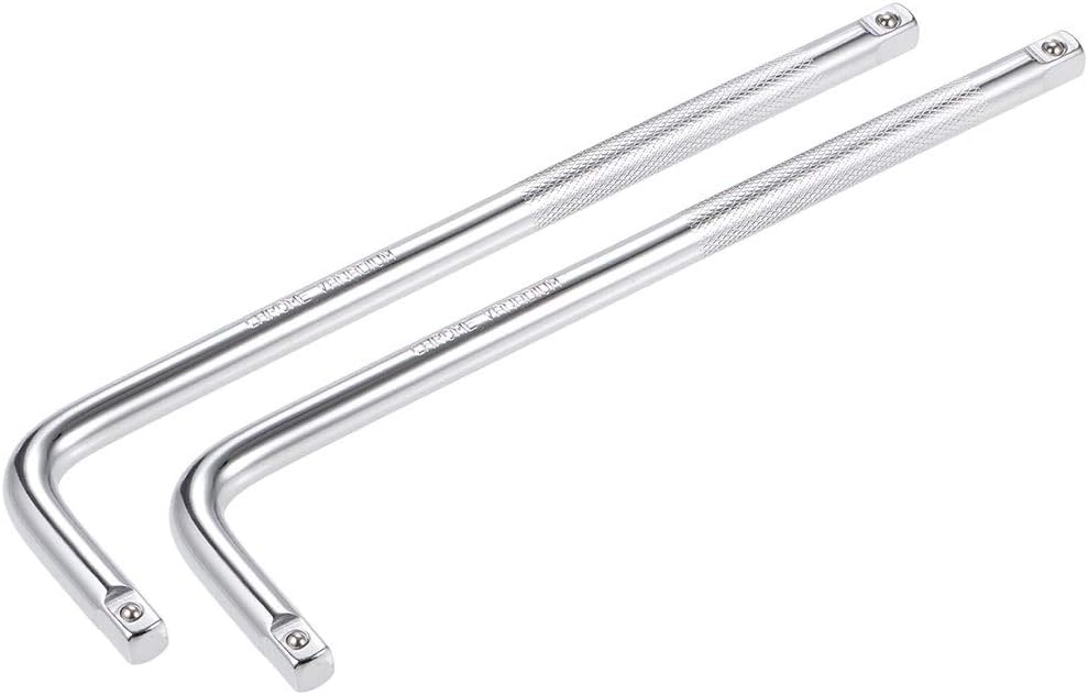 uxcell 2 Pcs 3/8" Drive Socket Breaker L Shape Extension Bar Wrench, CR-V