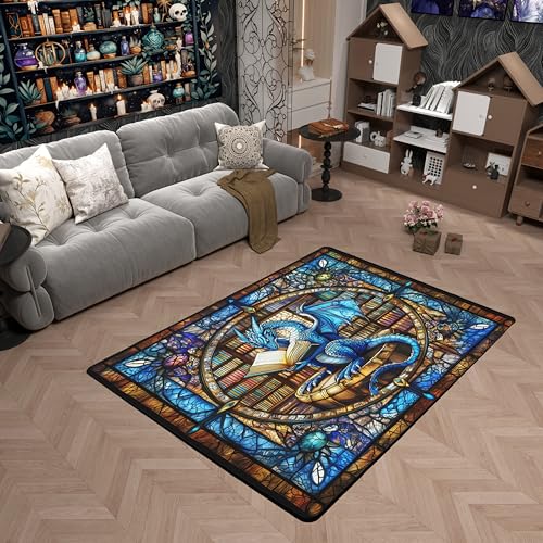 Tapete decorativo para niños con diseño dragón azul 198x157 cm miniatura 3