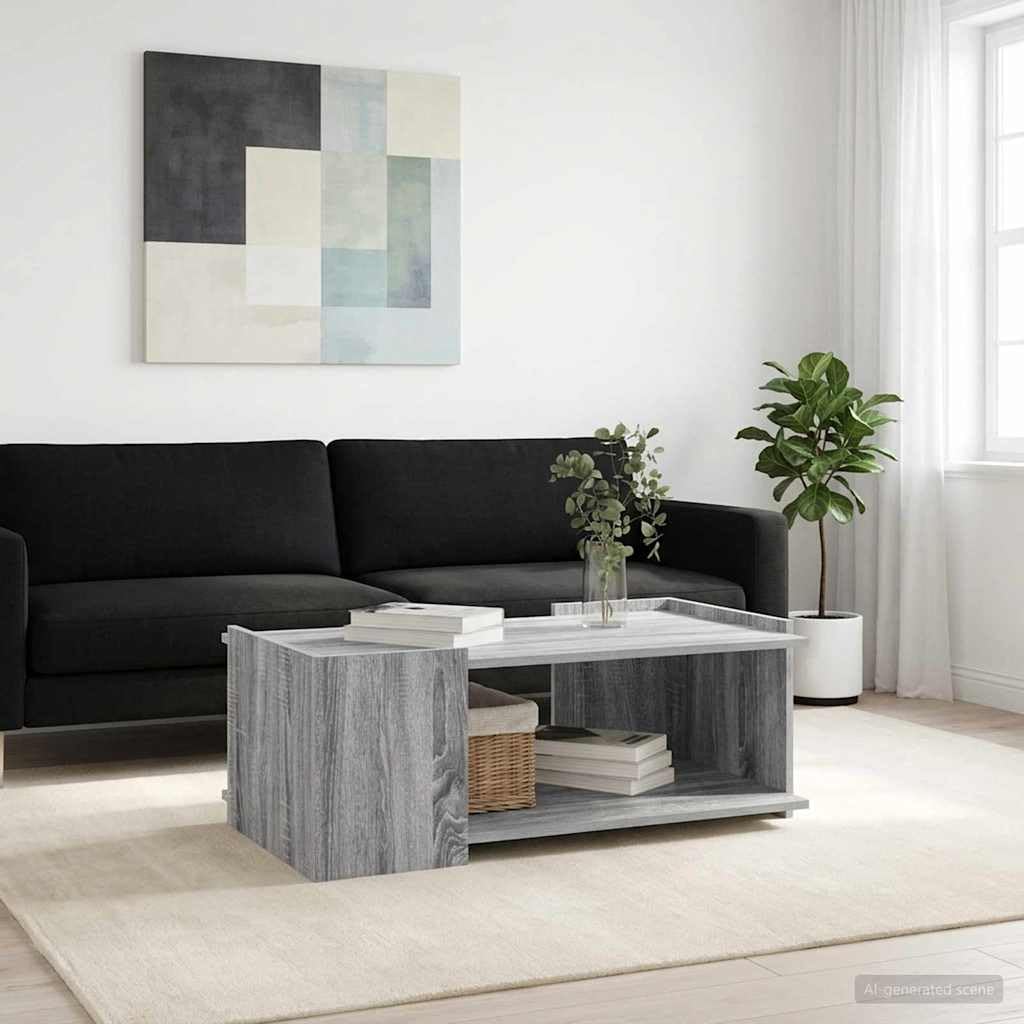 Table basse gris Sonoma avec étagère de rangement pour salon