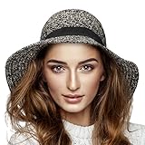 Women Wide Brim Fedora Hat with Belt Buckle, Foldable Warm Floppy Felt Fisherman Hat UPF 50 Sun Hat...