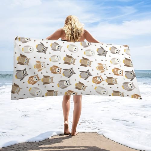 Serviette de plage hibou et feuilles de palmier 80x160 cm - 7