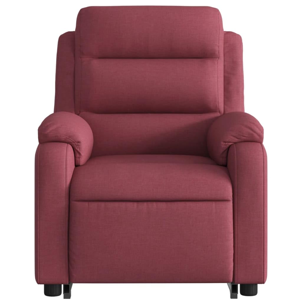 Sillón elevador eléctrico reclinable con 6 puntos de vibración, tejido rojo vino, función de elevación e inclinación a 135 grados, estructura estable