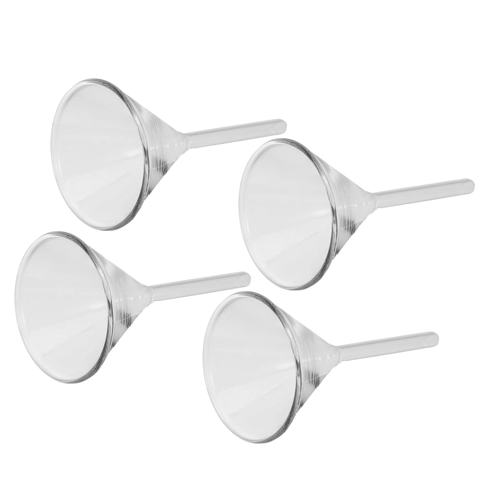4pcs Glass Oil Lamp Funnels Wide Mouth and Short Stem 40mm, Laboratory-grade Borosilicate Glass Dosing Funnels for Precise Kerosene Refilling and Home Use