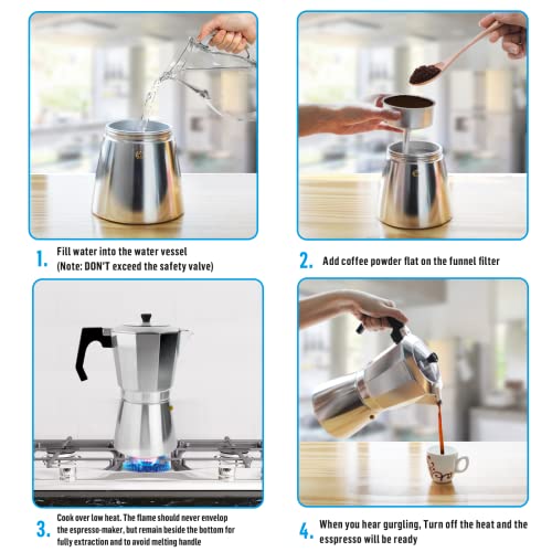 ACTIV CUISINE Cafetière Italienne Aluminium, 14 Tasses La Cafetière Expresso Iconique, Le Vrai Café Italien, Cafetière Moka 700 Ml, Argent – vue 4