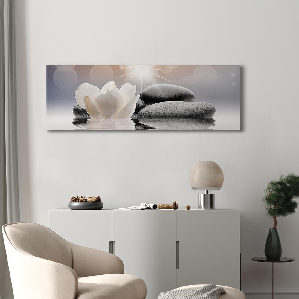 murando - Quadro Fiori Giglio 150x50 cm - 1 pezzo Stampa su Tela XXL Quadri Moderni Murale Moderno Grafica Decorazioni da Parete per il Soggiorno Floreale Pietre Beige Natura b-B-0268-b-a