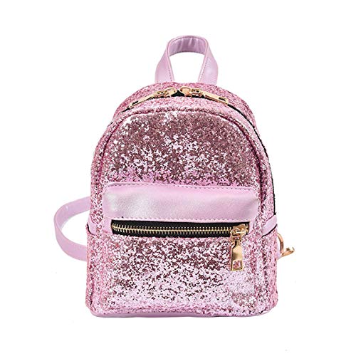 FENICAL Mochila Linda con Lentejuelas Mini Bolso de Escuela de Cuero para Mujeres niñas