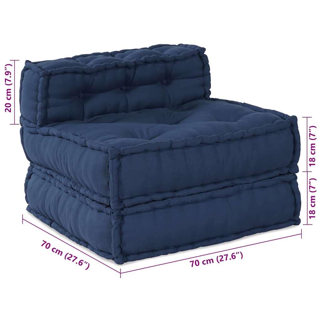 Modułowy 3-częściowy zestaw mebli z materiału indygo z oddychającym pokrowcem, 210 x 70 x 56 cm, wyściełany pianką, elastyczny, do użytku wewnątrz i na zewnątrz, do ogrodu, na balkon i taras