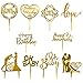 EQLEF Topper Torta, Happy Birthday Cake Decorations Cupcake Toppers Gold per Birthday Wedding Anniversary Baby Shower Theme Cake (10Pcs)