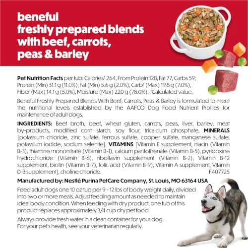 Beneful Purina Freshly Prepared Meals Wet Dog Food, Beef, (8) 10 oz