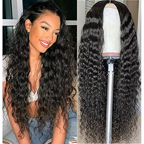 Lace Front Wigs Human Hair Wigs Pre Plucked Water Wave 4x4 Lace Closure Wigs with Baby Hair for Black Women Natural Color 150% Density (16 Inch, 4x4 Lace Front Wigs)