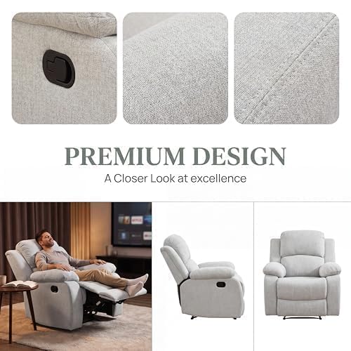 Image of Recliner Chair, Oversized Linen Single Sofa for Living Room, Grey