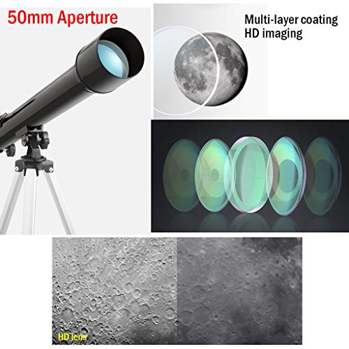 Telescopio refractor 50mm 600mm con trípode y accesorios miniatura 4