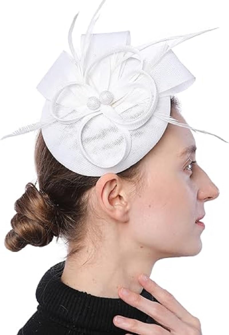 GenericWomens Fascinator Hat Pillbox Flower Feather Tea Party Wedding Headwear
