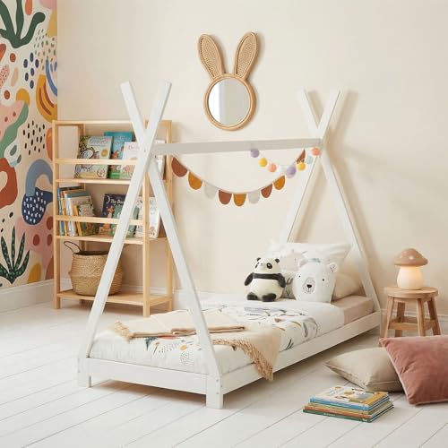 IDIMEX Lit Montessori tipi Elin, 90 x 190 cm lit cabane Enfant en pin Massif lasuré Blanc