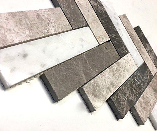 Squarefeet Depot Chevron Herringbone Design 9.5 Inchx14 Inch Decorative Border Wall Floor Tile Backsplash thumb #1