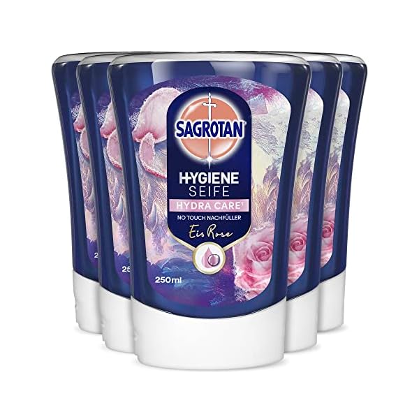 Sagrotan No-Touch Nachfüller Eis Rose Limited Edition – Für den automatischen Seifenspender – 5 x 250 ml Handseife
