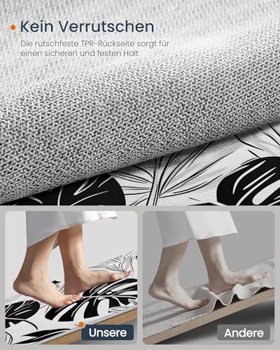 Tapis de salon abstrait monstera noir 160x230cm lavable - 6
