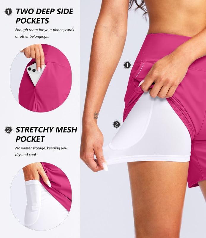 G Gradual Women's 5" High Waisted Swim Board Shorts Quick Dry UPF 50+ Swimming Beach Shorts for Women with Liner Pockets - Image 5