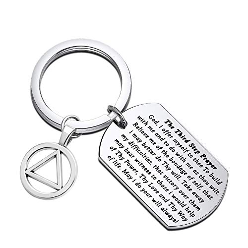 AA Recovery Keychain Sobriety Gifts AA Sponsor Gifts Third Step Prayer Keychain New Beginnings Gift
