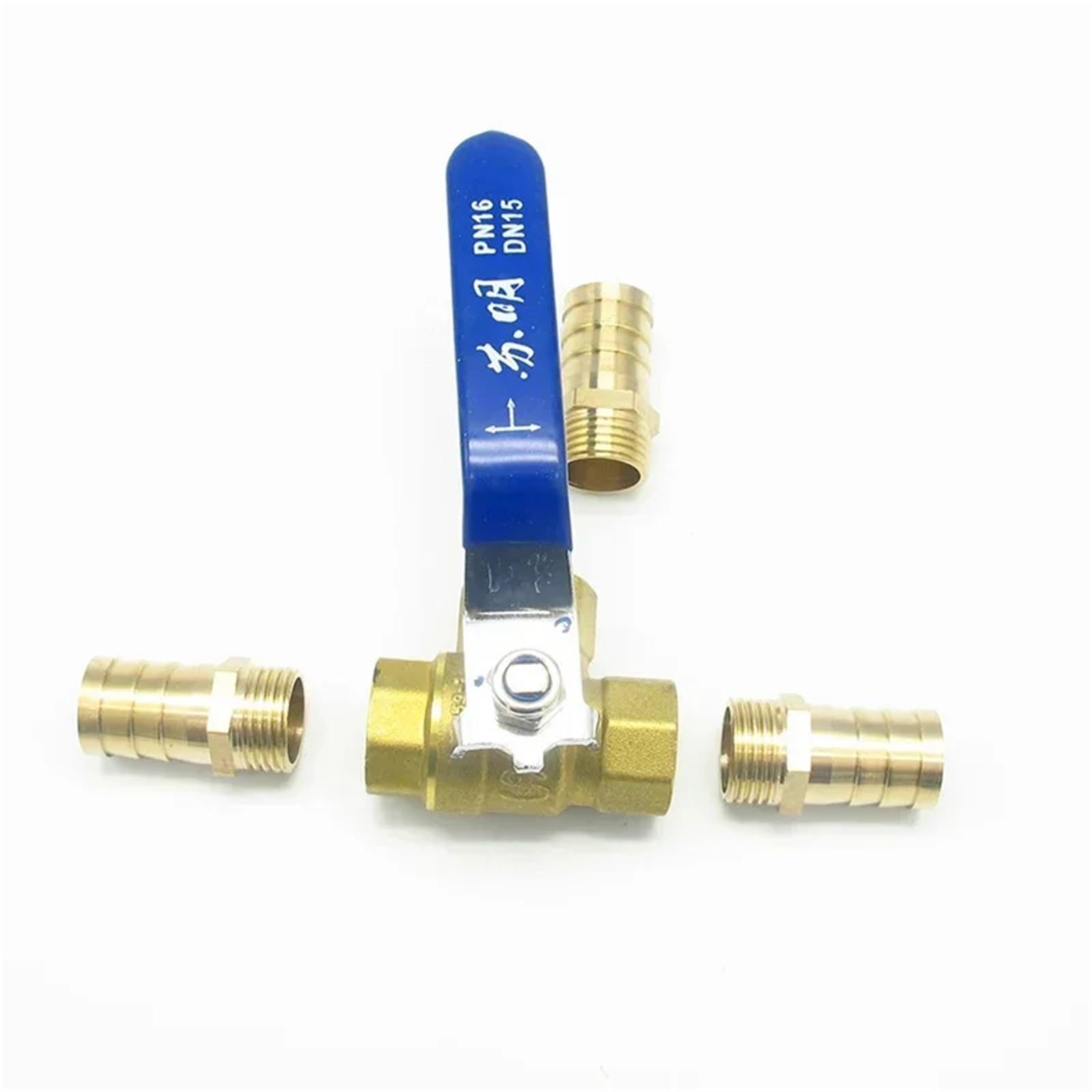 4mm 6mm 8mm 10mm 12mm 14mm 16mm 19mm Hose Barb Full Port T-Port Three Way Brass Ball Valve Connector for Water Oil Air Gas(L-MOBEL-16MM)