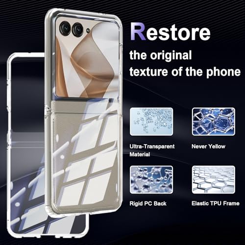 Image of Case for Motorola Razr 2025 /2024, Military Grade Drop Protection Phone Case, Yellowing Resistant, Anti-Scratch Hard PC Back, Shockproof Hard Ultra-Thin Protective Cover, Clear