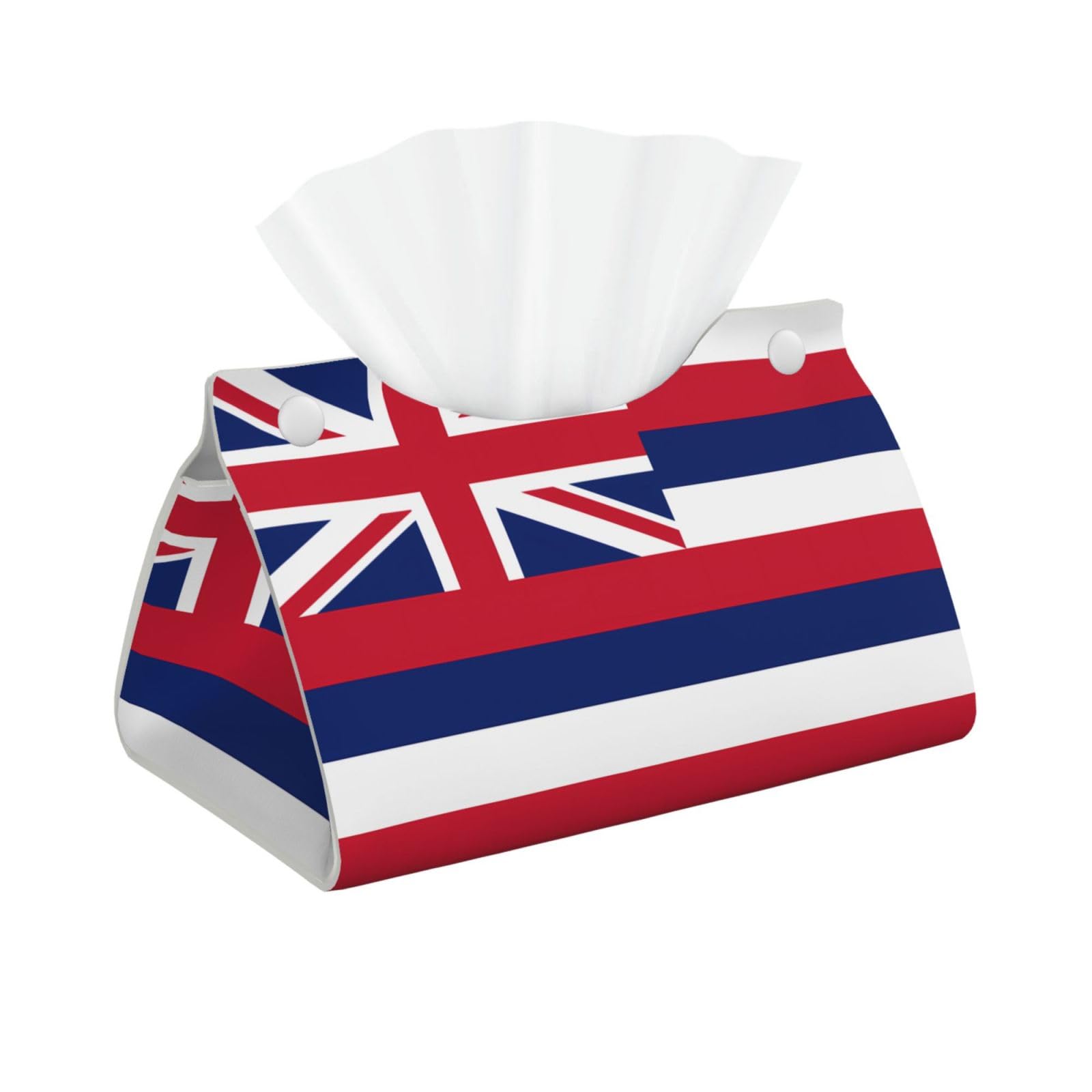 Hawaii Flag Print Long Tissue Box Cover Holder Foldable Leather Organizer for Vanity, Nightstand, Desk & Bathroom