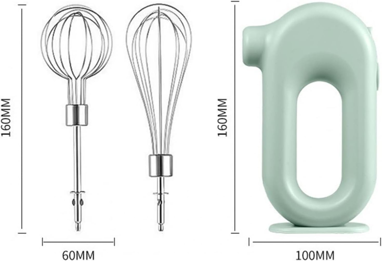 Egg Beater 1 Set Egg Mixer Eco-friendly High Speed Handheld Electric Food Flour Blender for Home Kitchen Baking Cake Egg Beater Whisk (Color : Cyan) (Gray)