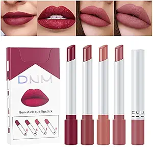 DNM 4Pcs Little Smoke Matte Cigarette Lipstick Lipgloss Sets for Women,Lip stain Long Lasting 24 hours Waterproof labiales mate 24 horas originales matte larga duracion 24 Lip Stick Packs Matte Set01