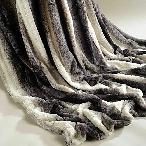 Y-H YORKSHIRE HOMEWARE Rabbit Throws Blankets Faux Fur Sofa Comfy Material Bed Tv Soft & Plush Warm Cozy Gift Blankets (Charcoal, Double 150 x 200cm)