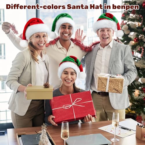 benpen Elf Hat for Adults Father Christmas Santa Claus Hat,Luxury Novelty Plush Xmas Headwear, Velvet Comfy Funny Santa Outfit for New Year Festive Holiday Party — photo 4