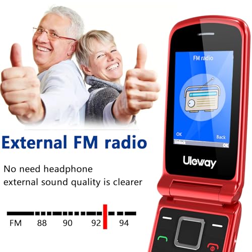 uleway 4G Big Button Mobile Phone for Elderly Sim Free Unlocked Simple Senior Flip Mobile Phone Easy to Use Basic Phones with 2.4" +1.8" IPS Screen SOS Button Charging Dock 1000mAh Battery (red) - Image 5