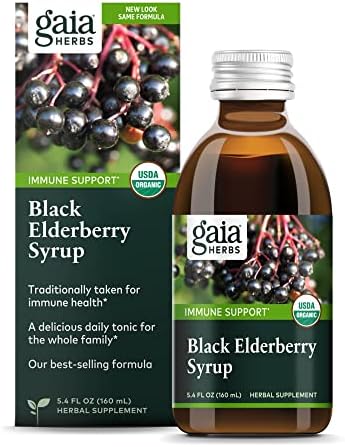 Gaia Herbs Black Elderberry Syrup Extra Strength - Immune Support Supplement - Made with Organic Black Elderberries for Immune System Support - USDA Certified Organic Formula - 5.4 Fl Oz (Up to an 32-Day Supply)