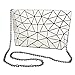 Sherry Handbag Fashion Holographic Laser Shoulder Bag Geometric Envelope Clutch Chain Crossbody Purse for Women (White)