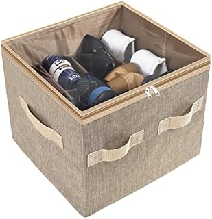 Moteph Shoe Organizer Closet Storage Solution with Clear Cover & Adjustable Dividers for Shoes, Handbags, Blankets, Linen, Clothing (Large - 24 Pairs, Grey)