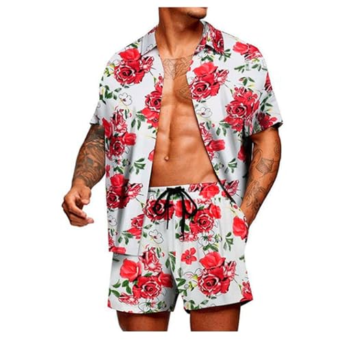 Men's Shirt Suit Hawaiian Style Printed Casual