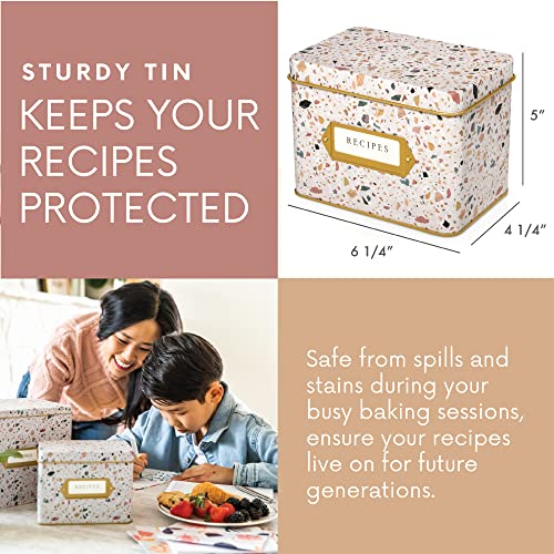 Jot & Mark Recipe Card Gift Box, 25 4x6 inch Cards, 14 Dividers, Decorative Tin Box - Image 4
