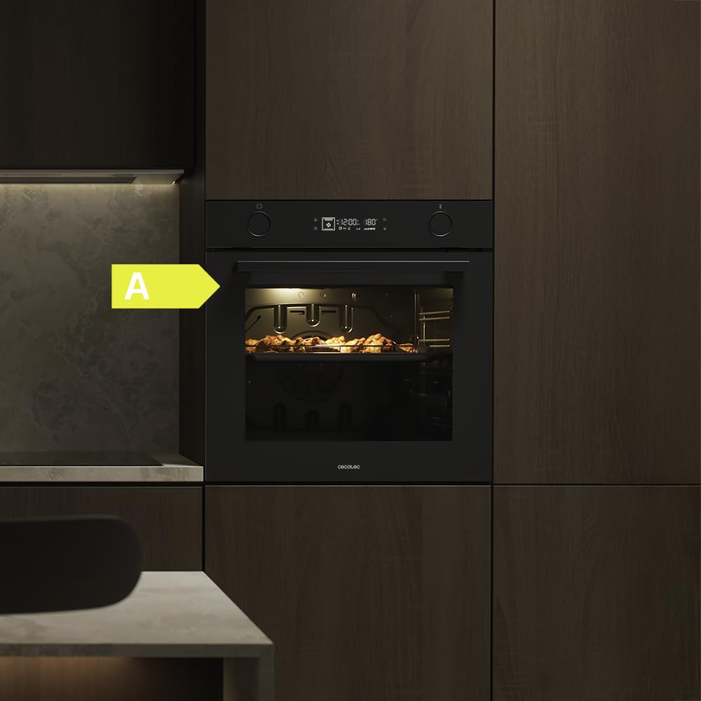 Cecotec Forno Multifunzione da Incasso - Air Fryer Bolero Hexa Af326000 Glass Black A. 2800W, 73L, 12 Funzioni, Basso Consumo, Steam Base XXL, Steam Assist, Steam Easyclean, Pizza Master, Modalità Eco