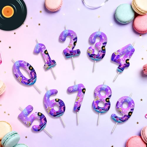 Image of Dark Purple Number 1 Birthday Candles, Cartoon Themed Cake Toppers for Boys Girls Cake Decorations, Birthday Decorations Party Supplies, Number Candles for Party Decor