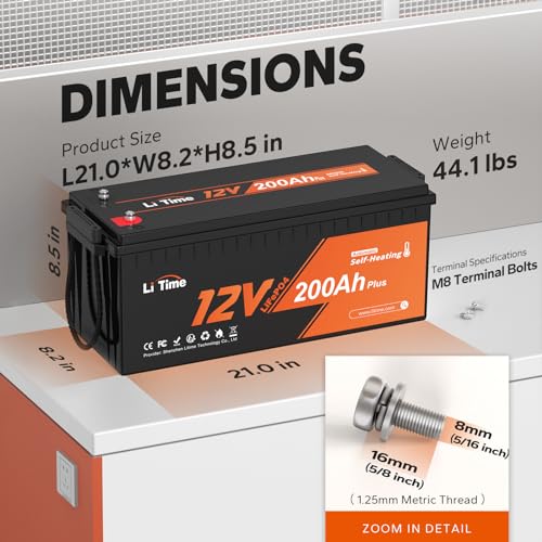Image of Litime 2Pack 12V 200Ah Plus LiFePO4 Lithium Battery, Self-Heating & Low Temperature, 2560Wh Energy, Built-in 200A BMS, 4000+ Deep Cycles for RV Home Energy Storage and Off-Grid etc.