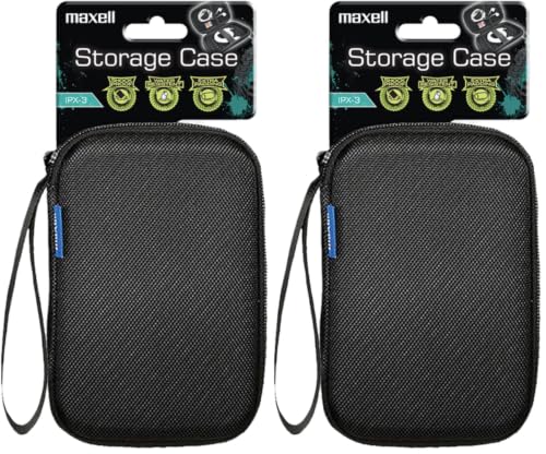 Image of Maxell Hard Shell Small Storage Case: Keep Your Accessories Organized and Safe with Mesh Pockets, Elastic Loop, and Zipper Pocket - Ideal for Powerbanks, Cables, and Earbuds (Pack of 2)