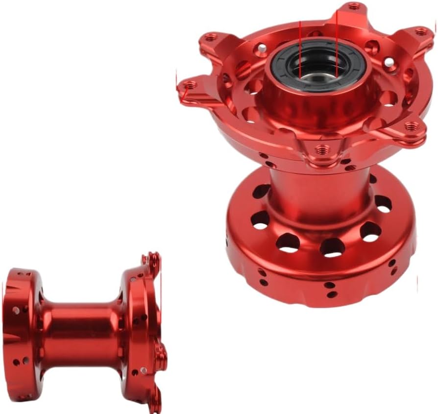 36-Hole Front and Rear Motorcycle Wheel Hub CNC Machined from Aluminum Billet Compatible with CRF250R CRF450R CR125 CR250 CRF250X CRF450X Models 2002-2017(Red Front)