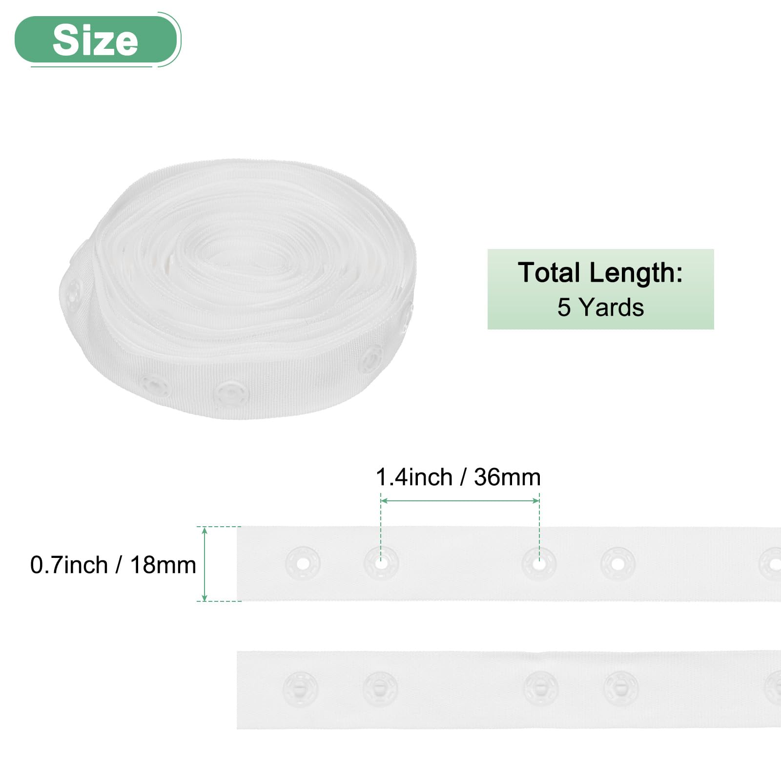 M METERXITY Plastic Snap Buttons, 5 Yards Plastic Snaps - Image 3