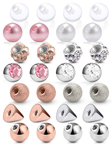 Scerring 14G Ball For Piercing Replacement Balls Spikes Externally Threaded Nipple Industrial Tongue Belly Piercing Rings Body Jewelry Piercing Barbell Parts 5Mm 28Pcs Rose Gold #TOP19