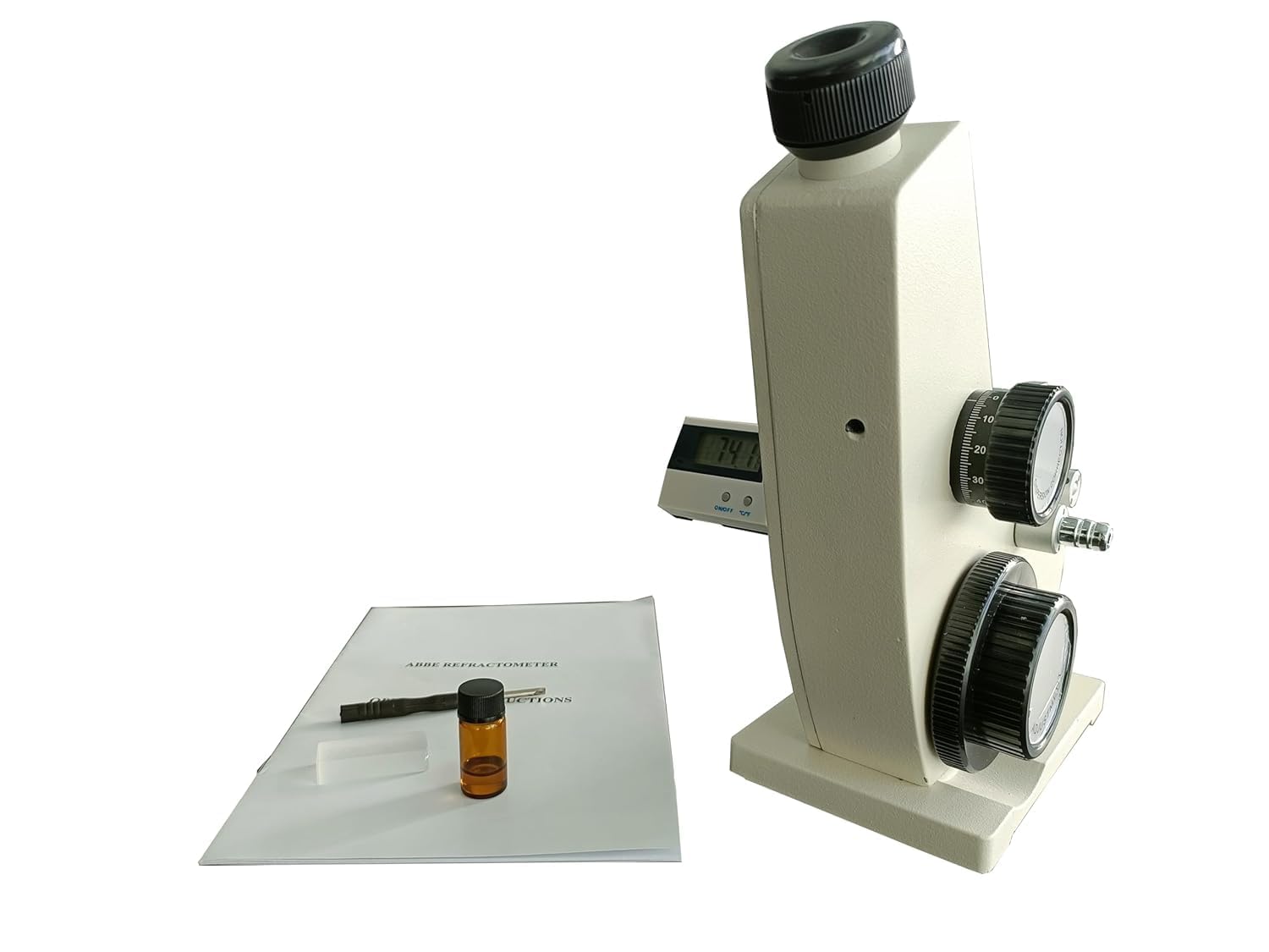 Abbe Refractometer Monocular Refractometer with Refractive Index 1.3000-1.7000nD Accuracy ±0.0002nD Dissolved Solids 0-95% Brix Digital Temperature Display