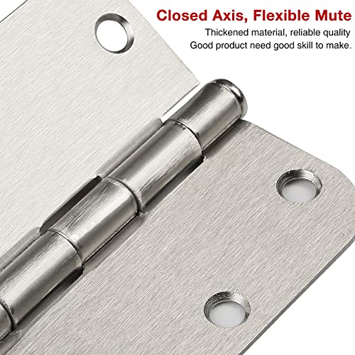 Image of 42 Pack Rounded Door Hinges Brushed Nickel 3.5 inch x 3-1 /2 inch, 5 /8 inch Radius Heavy Duty Steel Iron 3 inchHinge for Doors, Interior Room,Outdoor Window,Constructition Hardware Kit Home Decor Essentials