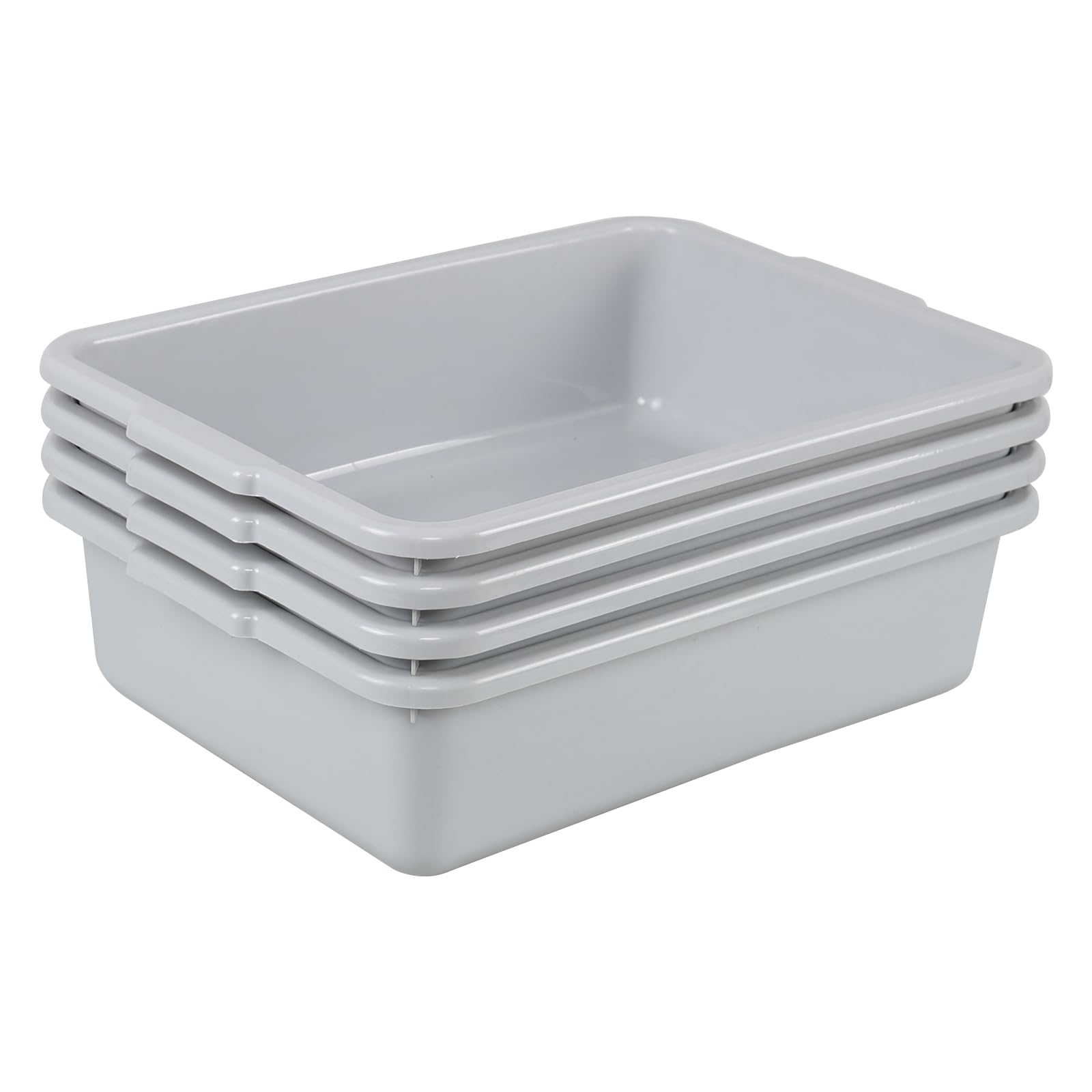 Cubo de platos de restaurante gris de 13 L para el servicio de mesas eficiente, pack de 4