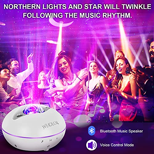 Star Porjector Night Light Galaxy Northern Lighting Lamp With Bluetooth Music Speaker Remote Control Aurora Sky Ambiance For Kids Bedroom Patry Home Decor (White) #TOP2