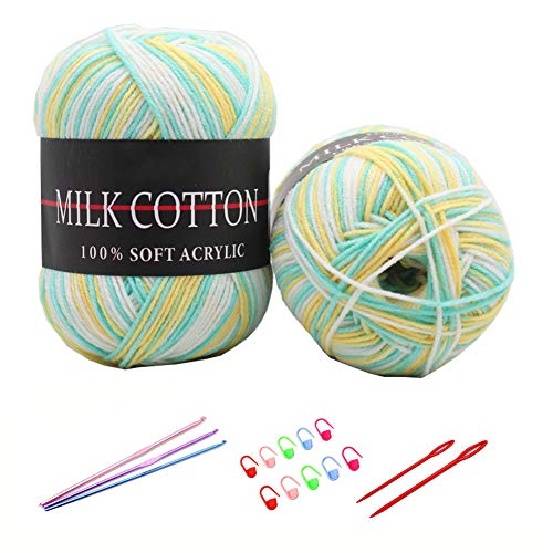 6X 50g Knitting Rainbow Wool Yarn Balls Colorful Hand Crochet Knitting Double Acrylic Yarn Set, 23 Colors