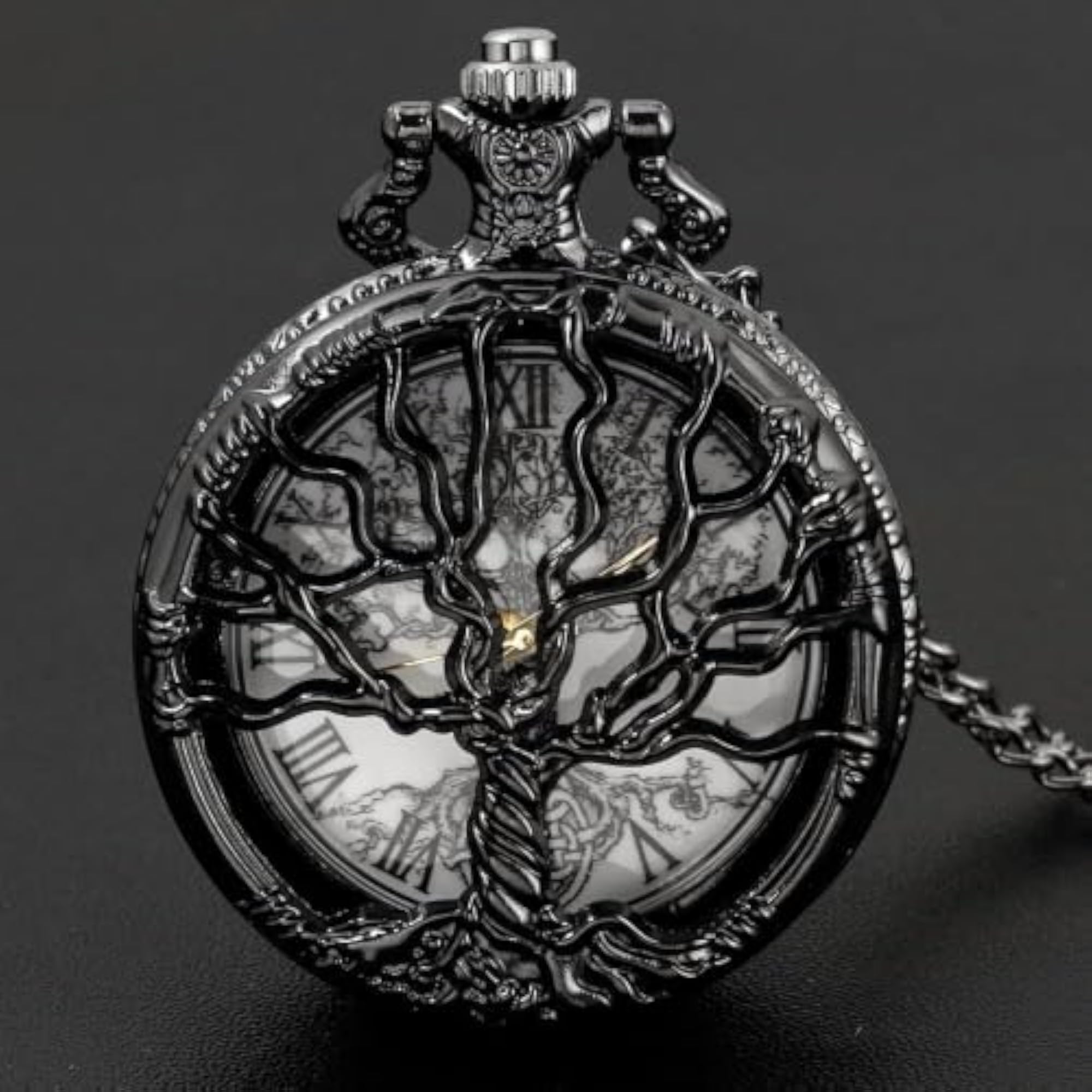 Pocket Watch with Hollow Tree Design, Quartz