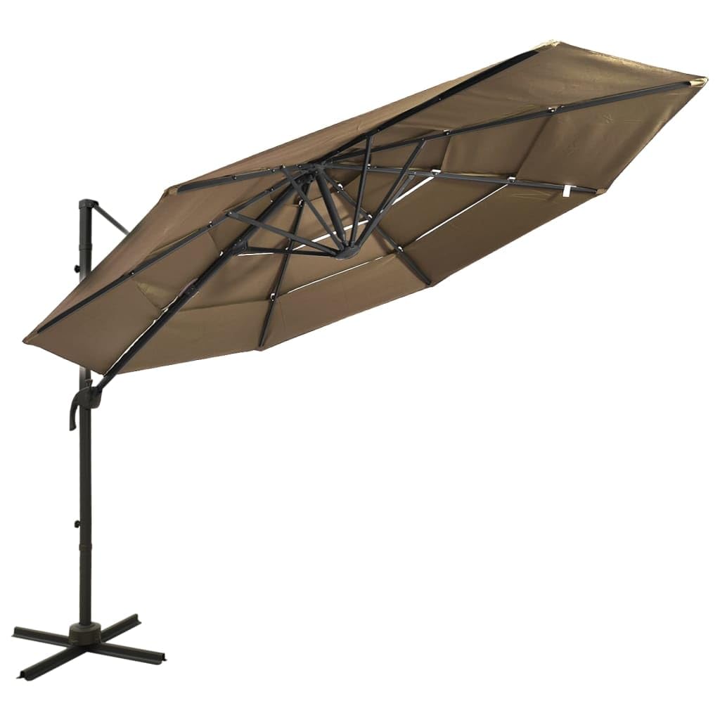 Parasol ogrodowy parasol przeciwsłoneczny do roślin, z aluminiowym masztem, 4-warstwowy, lazurowy niebieski, 3 x 3 m
